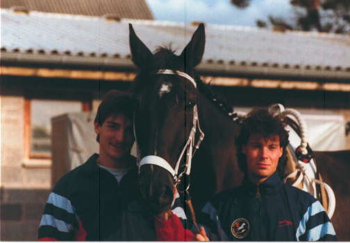 Markus Steckmeier mit Excalibur und Wolfgang Gotthold 
                    VT 1990 in Idar – Oberstein